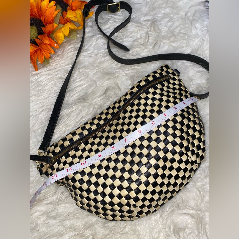 Clare V Black and Cream Checkered Crossbody Belt Bag - Picture 8 of 11